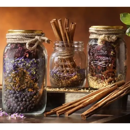 Bormioli Rocco Quattro Stagioni Mason Jar - One-Piece Twist Top Lid, Beehive Motif - Embossed Glass Container, BPA-Free, Made in Italy image {2}