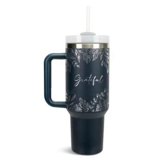 Elanze Designs Grateful Autumn Harvest Leaves 40 oz. Stainless Steel, Large Water Bottle Coffee Mug, Spill & Leak Resistant, Thermal Travel Tumbler image {1}