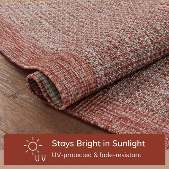 Well Woven Woden Indoor/Outdoor Flat Weave Pile Solid Border Area Rug image {4}