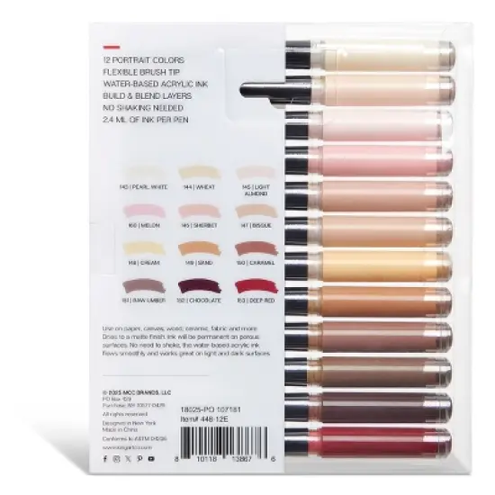 KINGART PRO Acrylic Paint Brush Pens 12 Portrait Colors image {5}