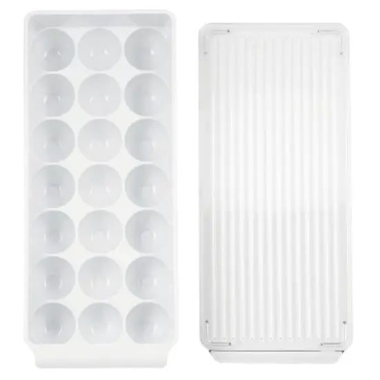 iDESIGN Fridge Binz Plastic Stackable Egg Holder Clear/White: Kitchen Cabinet Organizer, Spot Clean, 15" x 6" x 3" image {1}