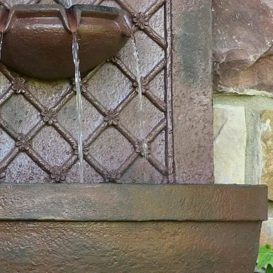 Sunnydaze 31"H Solar-Powered Polystone Rosette Leaf Outdoor Wall-Mount Fountain image {5}