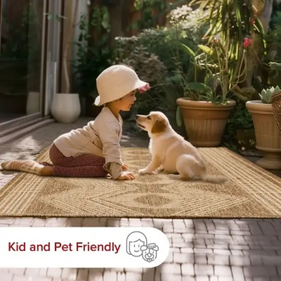 nuLOOM 10' x 12' Outdoor Geometric Area Rug, Stain Resistant, Weather Resistant, High Traffic, Patio, Balcony, Outside,&nbsp;Ranya Light Brown image {10}