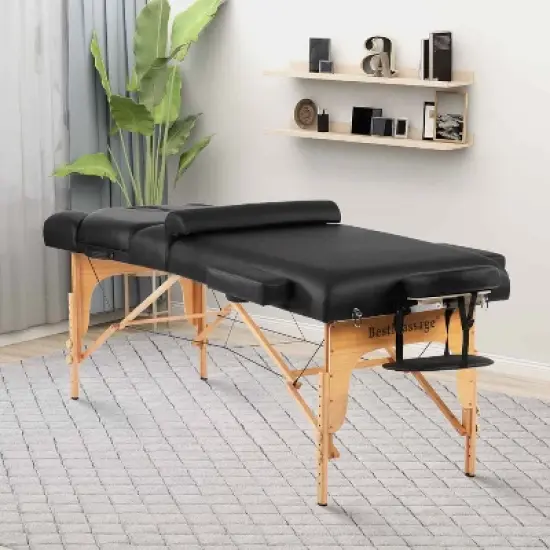 BestMassage Folding Massage Spa Table 30 Inch Wide Lash Bed for Professional Therapists & Home Use, Black image {1}