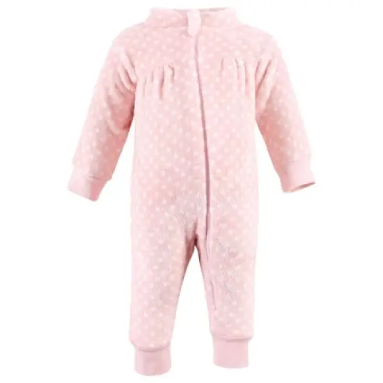 Hudson Baby Infant Girl Plush Jumpsuits, Burgundy Floral image {3}