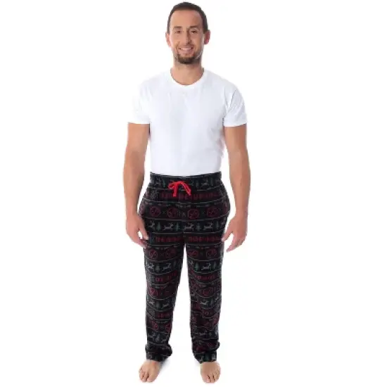 Marvel Men's Deadpool Christmas Ugly Sweater Fleece Sleep Pajama Pants Ugly Deadpool Sweater image {3}