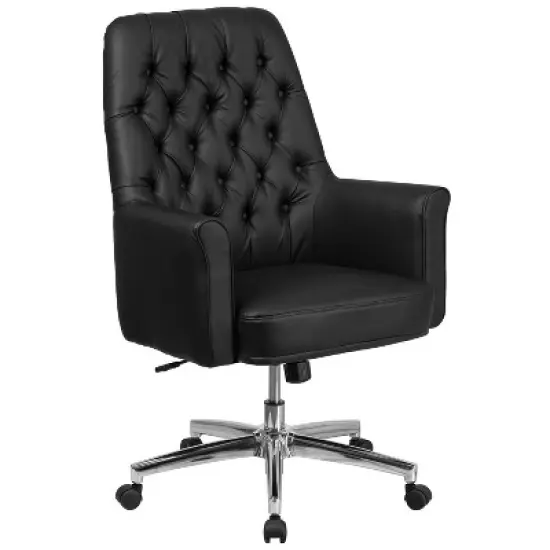 Merrick Lane Office Chair Ergonomic Executive Tufted Mid-Back With Padded Arms 360&deg; Swivel And Adjustable Height image {13}