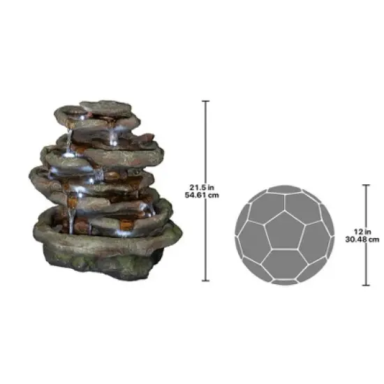 Design Toscano Ribbon Ridge Cascading Waterfall Illuminated Garden Fountain image {6}