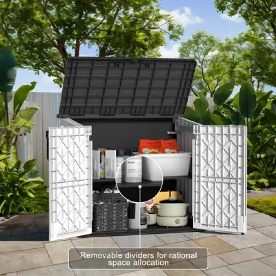 Chic Crate-Resin Tool Shed, 36 Cu Ft Waterproof Outdoor Horizontal Storage, Weather-resistant Utility Shed With Air Vent image {3}