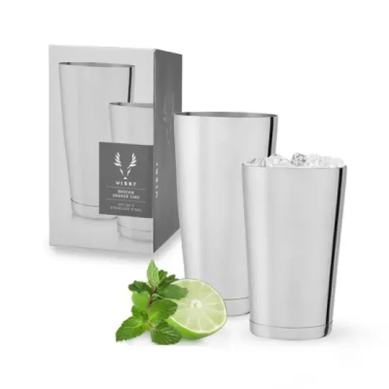 Viski Stainless Steel Shaker Tins, Set of 2 Boston Shaker Tins, Cocktail Shaker Set, 28 Oz & 18 Oz image {8}