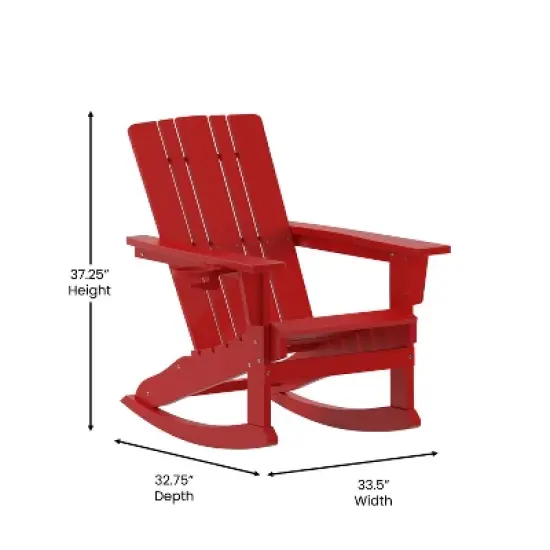 Flash Furniture Halifax HDPE Adirondack Chair with Cup Holder and Pull Out Ottoman, All-Weather HDPE Indoor/Outdoor Chair image {6}