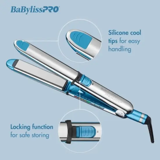 BaBylissPRO Nano Titanium Prima3100 Ionic Straightening Flat Iron - Blue - 1" image {3}
