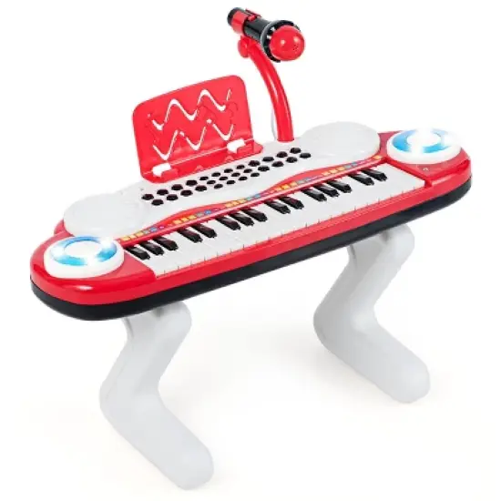 Costway Z-Shaped Kids Toy Keyboard Piano 37-Key Electronic Organ Light w/Microphone image {12}