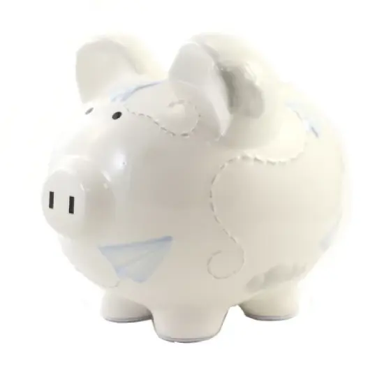 Bank Paper Airplane Piggy Bank  -  One Bank 7.75 Inches -  Money Savings  -  36906.  -  Ceramic  -  White image {3}