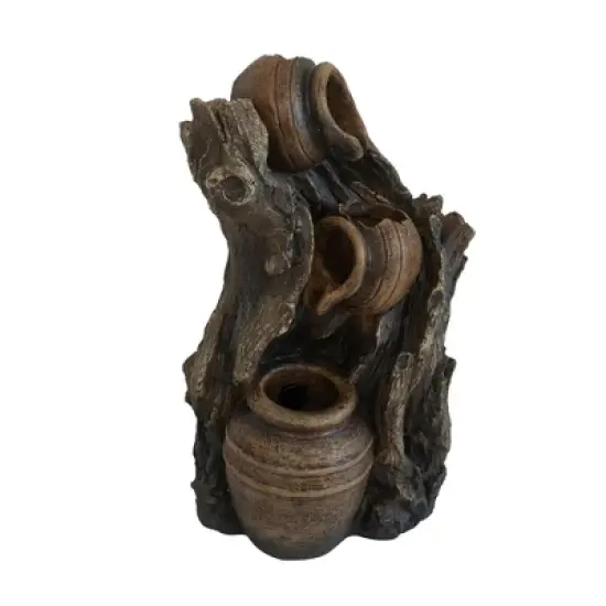 NAYSAYE Fountain 3 Tier Decorative Pot Water Feature for Garden Patio Indoor Outdoor, Brown, 6.3"*5.1"*10.8" image {1}