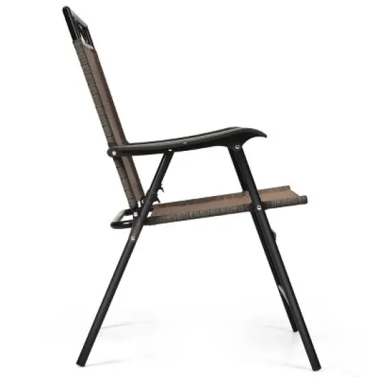 Tangkula 2PCS/4PCS Folding Camping Chair Patio Chairs for Backyard, Garden, Beach with Armrest & Backrest image {7}