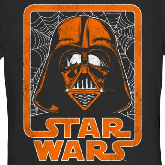 Junior's Star Wars Halloween Darth Vader Spooky Spider Webs Logo T-Shirt image {1}