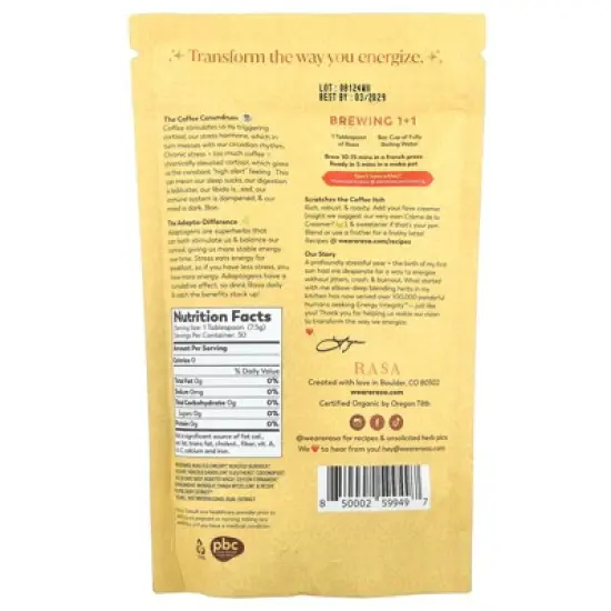 Rasa Adaptogen-Packed Herbal Coffee Alternative, Original, 8 oz (226 g) image {1}