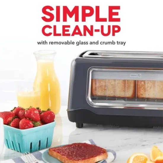 Dash ClearView Long Slot Toaster: See-Through 2-Slice Bagel Toaster, Aqua Green, 1100W, Spot Clean image {10}