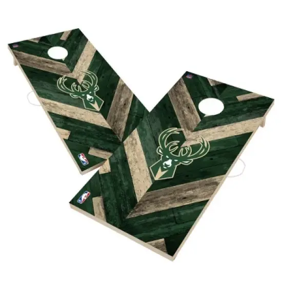 NBA Milwaukee Bucks 2'x4' Solid Wood Cornhole Board image {1}
