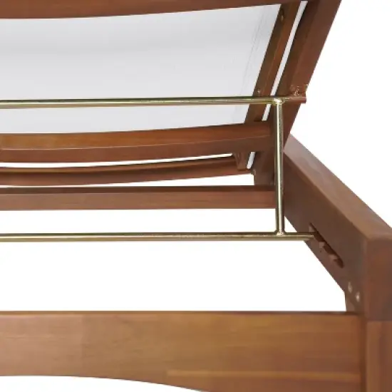 Christopher Knight Home Coloma Outdoor Mesh and Acacia Wood Armless Adjustable Chaise Lounge with Wheels image {8}