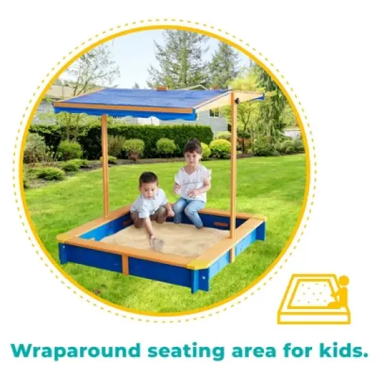 Teamson Kids Garden Outdoor Summer Children's Sand Box Wood / Blue TK-KF0003 image {4}