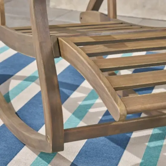 Sunview 3pc Acacia Wood Recliner Rocking Chair Set  Gray - Christopher Knight Home image {4}