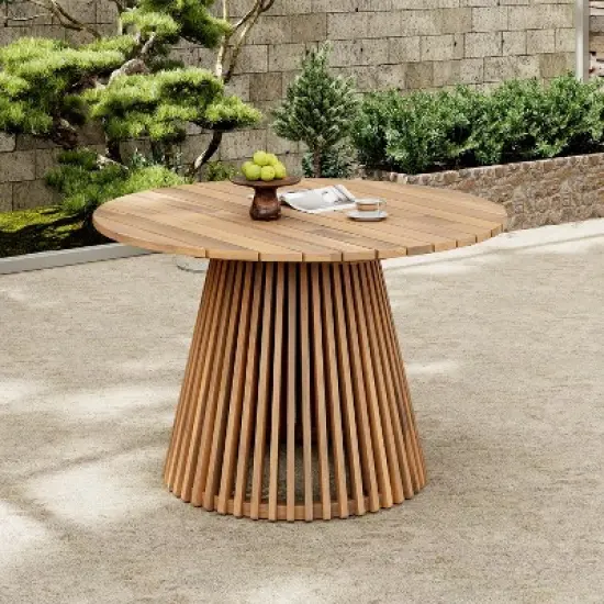 Christopher Knight Home Henri Rustic Patio Acacia Wood Round Dining Table image {9}