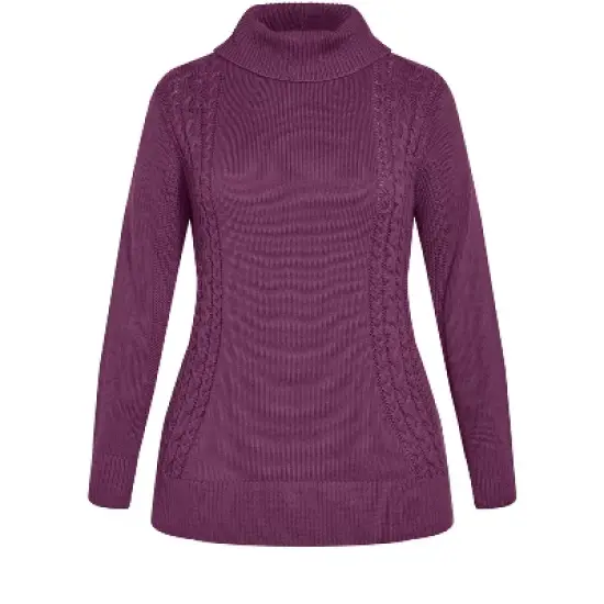 Women's Plus Size Rosie Cable Knit Sweater - iris | AVENUE image {4}