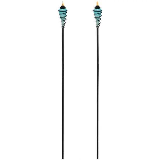 Sunnydaze Outdoor Adjustable Height Glass and Metal Swirl Patio and Lawn Torch Set image {6}