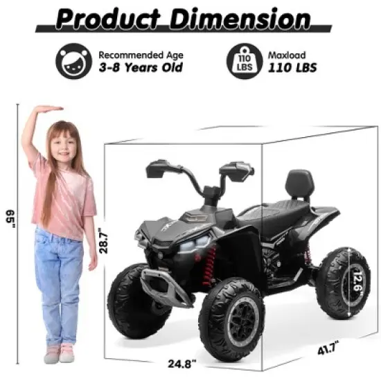 JOYRACER 24V Kids Ride on Toys ATV 4 Wheeler, 2 Seater 800W Motor for Big Kids, 7Ah Battery Powered Electric Vehicle Quad w/Kneepads, Bluetooth image {5}
