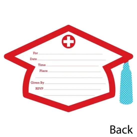 Big Dot of Happiness Nurse Graduation - Shaped Fill-in Invitations - Medical Nursing Graduation Party Invitation Cards with Envelopes - Set of 12 image {2}