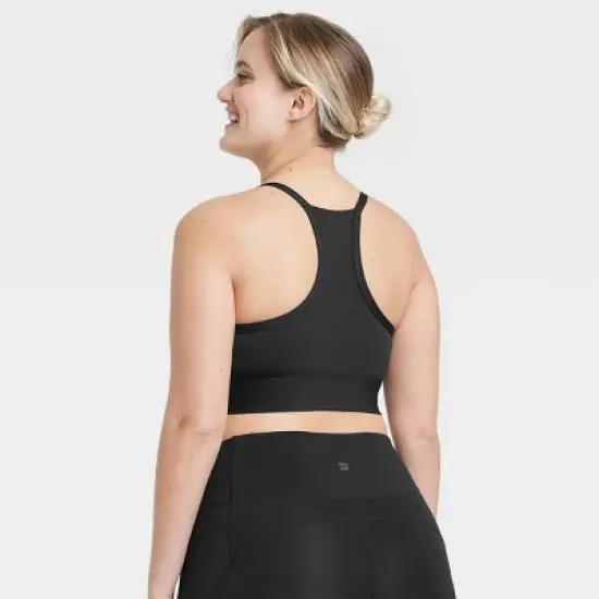 Women's Light Support Brushed Sculpt Halter Midline Sports Bra - All in Motion&trade; image {3}