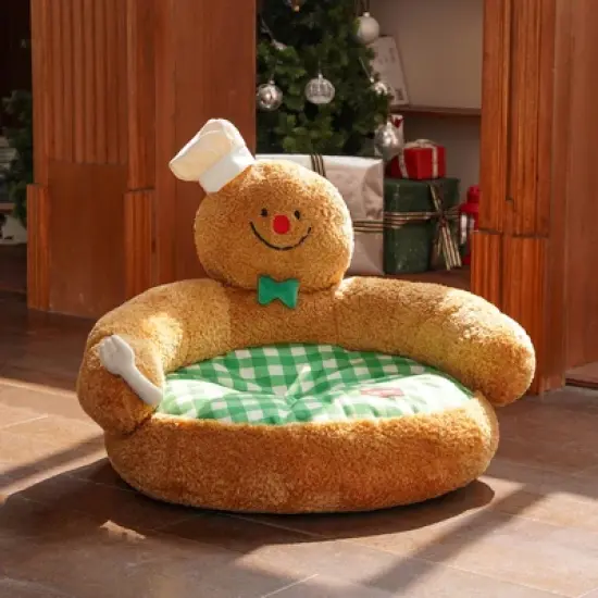 ZEZE Gingerbread Man Hug Pet Sofa Bed-Multicolored image {5}
