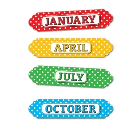 Ashley Productions&reg; Magnetic Die-Cut Timesavers & Labels, Months of the Year, White Polka Dots On Assorted Colors, 12 Per Pack, 3 Packs image {2}