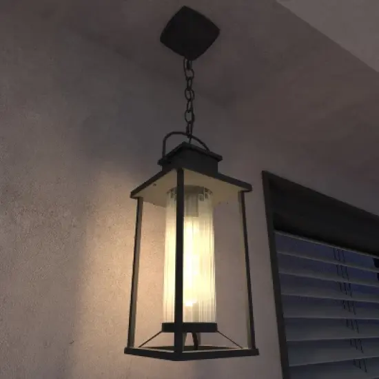 Maliang Outdoor Pendant Lights for Porch, Outdoor Ceiling Light with Ribbed Glass for House Patio, Anti-Rust Waterproof image {7}