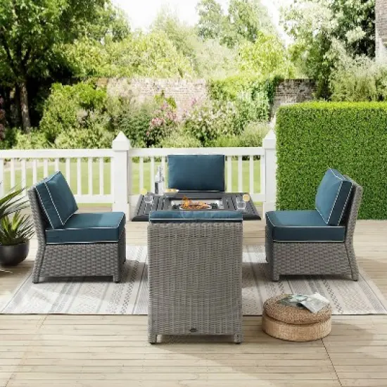 Crosley 5pc Bradenton Steel Outdoor Patio Fire Pit Furniture Set with Armless Chairs image {2}