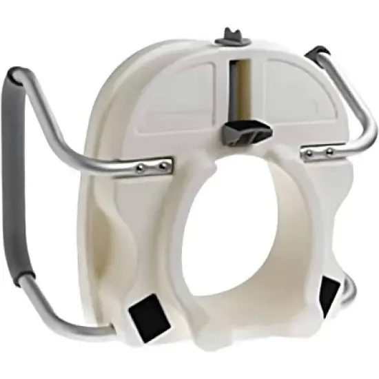 Carex E-Z Lock Locking Raised Toilet Seat with Armrests - White image {1}