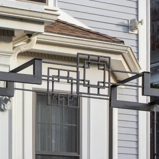 Achla Designs 95.5" Elegant Handcrafted Square-on-Square Iron Garden Arbor Graphite Powder Coated Finish image {8}