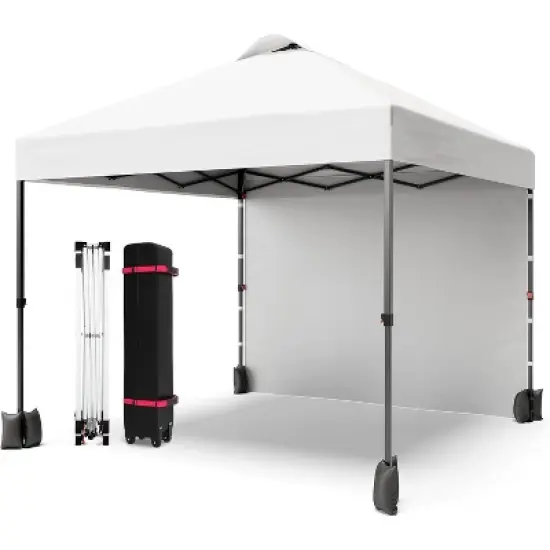 Acekool 10x10 Pop Up Canopy, Outdoor Canopy Tent with Removable Sidewall, Vented Roof, Wheeled Bag for Camping, Picnic, Beach, Black image {8}
