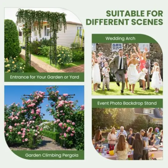 Tobuy Garden Arbor Decorative Metal Garden Arch w/ Trellises for Climbing Plant Vine Rose image {7}