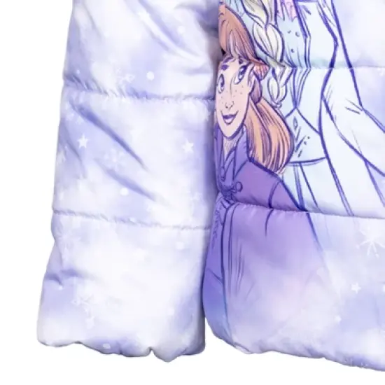 Disney Frozen Princess Anna Elsa Girls Zip Up Winter Coat Puffer Jacket Toddler image {7}