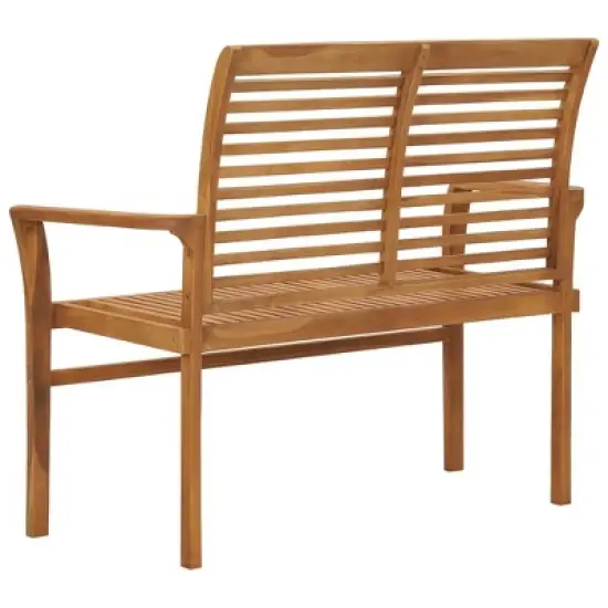 vidaXL Solid Teak Wood Patio Bench - Fine Sanded Outdoor Seating - Refined, Weather-Resistant Garden Furniture - Warm Color Finish - 44.1" image {2}