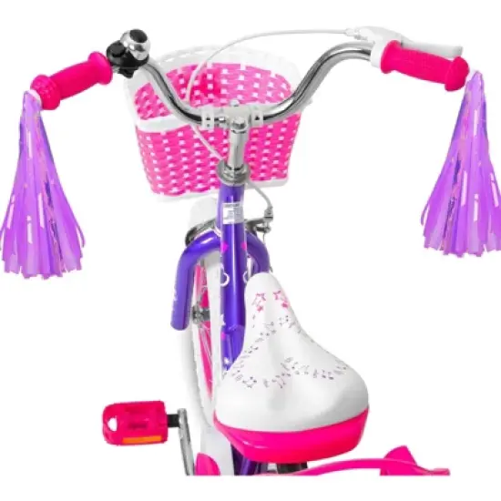 hykolity 14 inch Girls Bike Princess Bicycle for Age 3-5 Years Old Rider Height 36-47 inch includes Training Wheel Basket Doll Seat Violet Purple image {3}