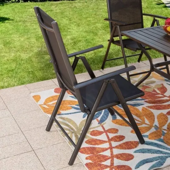 5pc Patio Set with Square Table & Reclining Sling Chairs with Armrests - Captiva Designs image {1}