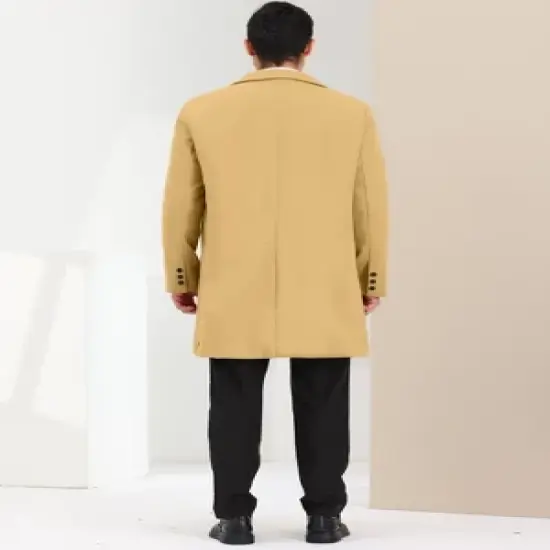 Lars Amadeus Men's Single Breasted Lapel Collar Mid-Length Solid Overcoat image {4}