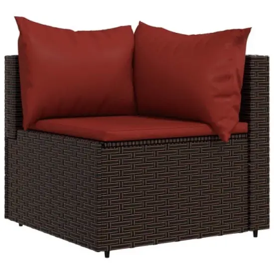 vidaXL Patio Lounge Set Brown Poly Rattan Compact Adjustable Feet image {3}