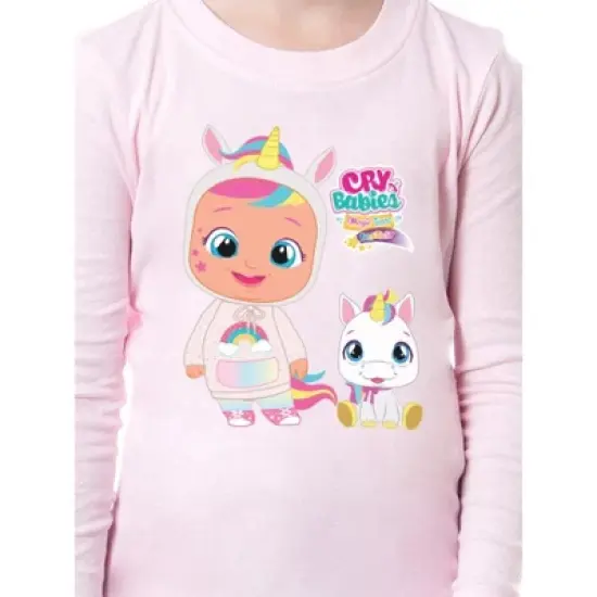 Cry Babies Magic Tears Girls' Child Characters Show Unicorn Sleep Pajama Set Pink image {1}