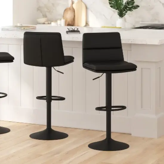 Merrick Lane Modern Upholstered Adjustable Height Stools with Sturdy Iron Bases image {1}