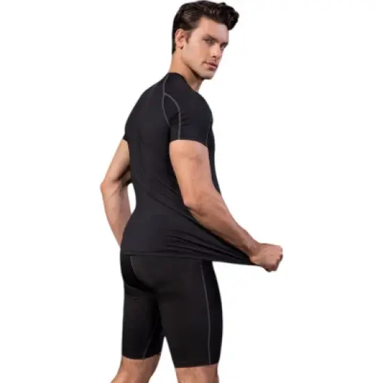 Anna-Kaci Active Men's Compression Short Sleeve Athletic T-Shirt with Moisture-Wicking Stretch Fabric for Training and Workouts image {5}